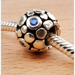 Pandora Blue CZ Bubbles Bead Charm in Sterling Silver 925